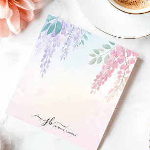 Bloc-note Fleurs de Wisteria Rose Violet Pastel Personnalisé