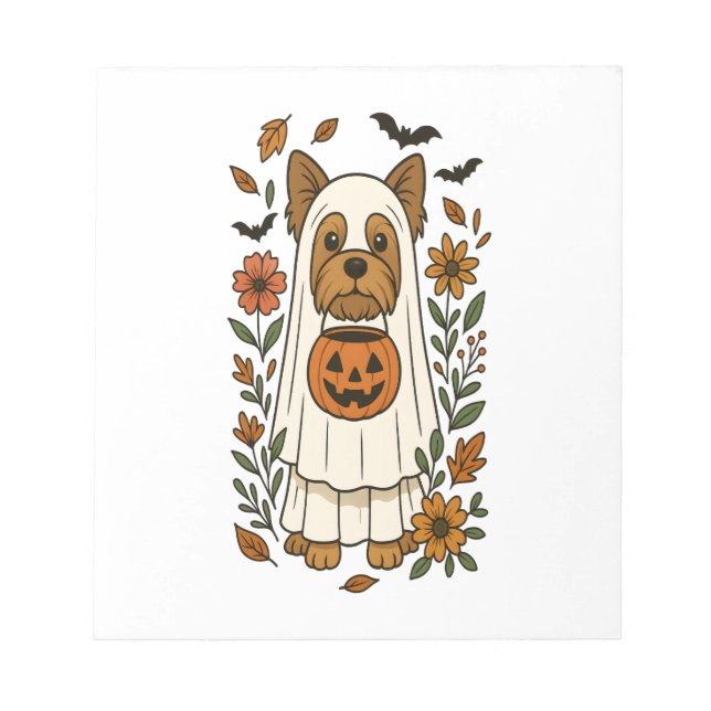 Bloc-note Fleurs de Yorkshire Terrier Halloween Halloween (Devant)