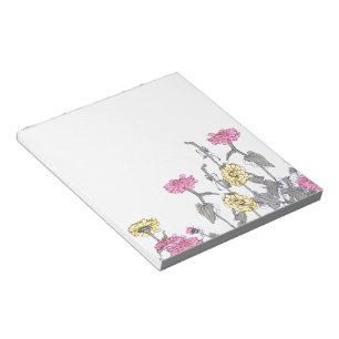 Bloc-note Fleurs de Zinnia vintage Notepad de fleurs sauvage