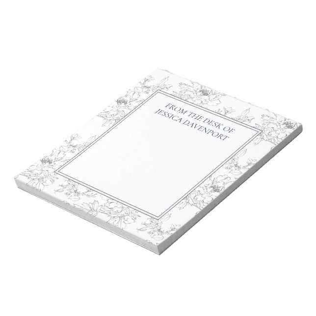 Bloc-note Fleurs élégantes blanches au crayon dessinées à la (Tourné)