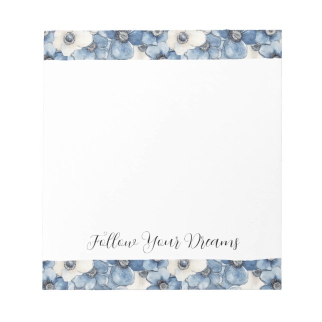 Bloc-note Fleurs en jean bleu blanc pour anniversaire (Devant)