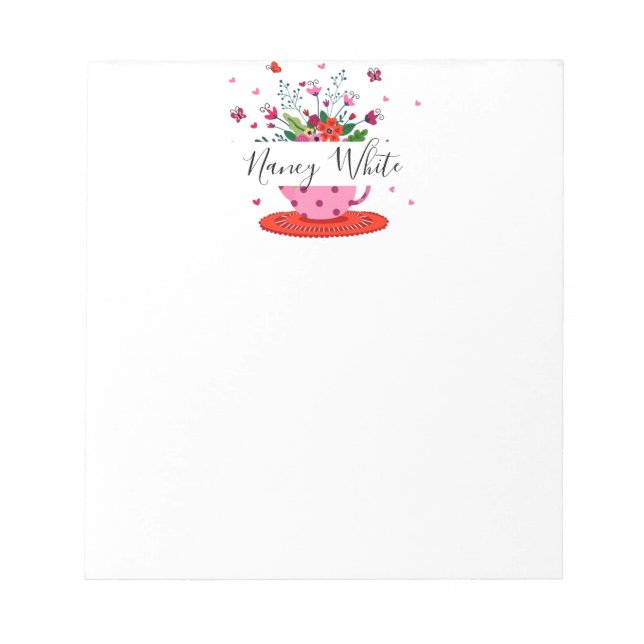 Bloc-note Fleurs en tasse personnalisées (Devant)