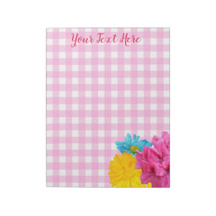 Bloc-note Fleurs et Gingham Rose