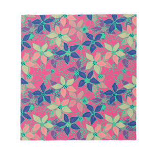 Bloc-note Fleurs florales invisibles motif rouge d'été brill