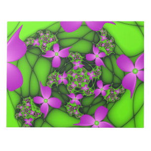 Bloc-note Fleurs fractales abstraites modernes rose vert néo
