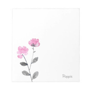 Bloc-note Fleurs gris rose doux