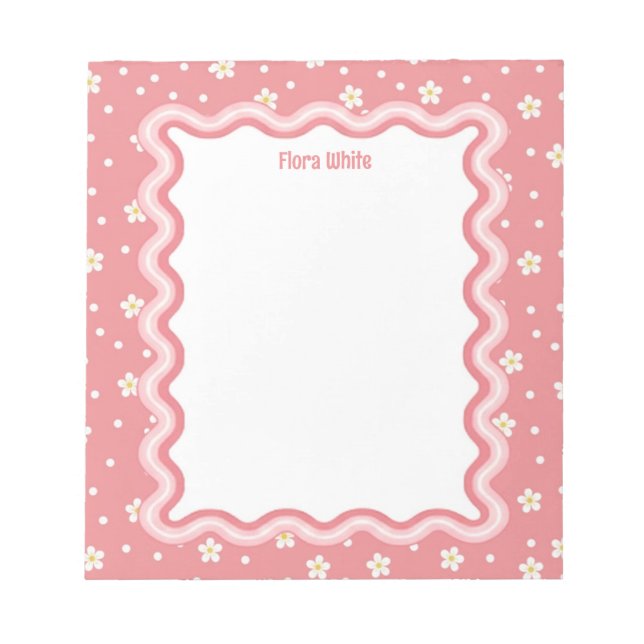 Bloc-note Fleurs Kawaii Personnalisées avec Bordure Ondulée  (Devant)