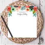 Bloc-note Fleurs multicolores du bureau de personnalisation<br><div class="desc">Ce joli bloc-notes comporte des fleurs multicolores modernes et votre personnalisation. Utilisez le formulaire modèle pour ajouter votre texte.</div>