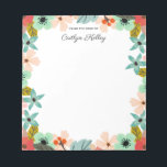 Bloc-note Fleurs multicolores du bureau de personnalisation<br><div class="desc">Ce joli bloc-notes comporte des fleurs multicolores modernes et votre personnalisation. Utilisez le formulaire modèle pour ajouter votre texte.</div>