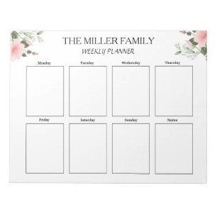 Bloc-note Fleurs - Planificateur hebdomadaire personnalisé