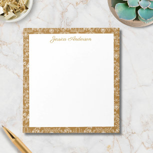 Bloc-note Fleurs Rococo Vintage Nom Personnalisé Floral