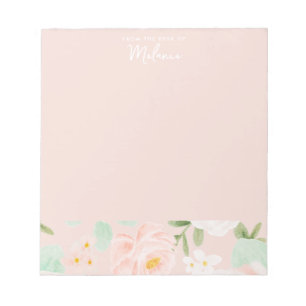 Bloc-note Fleurs Roses d'aquarelle en rose et en rose