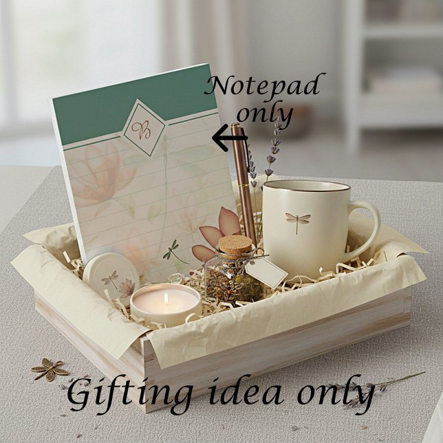 Bloc-note Fleurs roses et monogramme libellule (Créateur téléchargé)