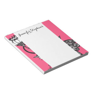 Bloc-note Fleurs roses et noires et blanches lumineuses