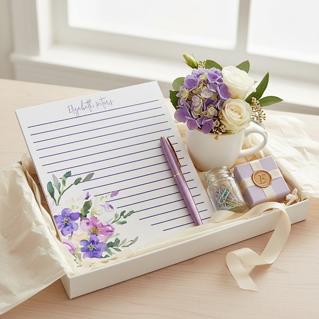 Bloc-note Fleurs roses et violettes personnalisées (Créateur téléchargé)