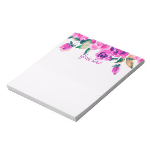 Bloc-note fleurs roses personnalisées
