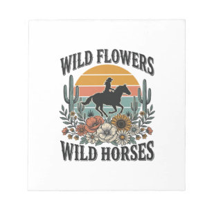Bloc-note Fleurs sauvages Chevaux sauvages Chemise florale W