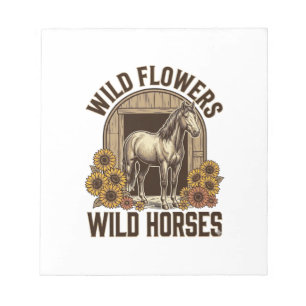 Bloc-note Fleurs sauvages Chevaux sauvages Chemise Western V