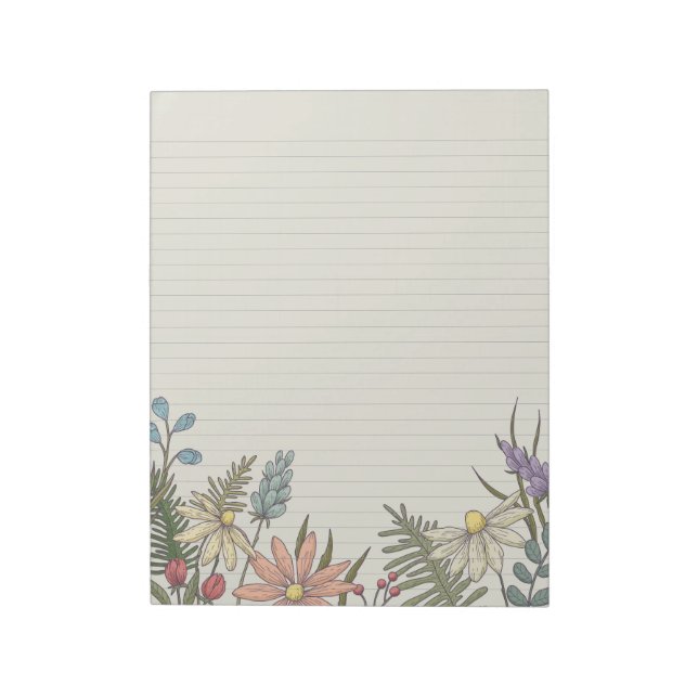 Bloc-note Fleurs sauvages Stationéral Papier Notepad Linn (Tourné)
