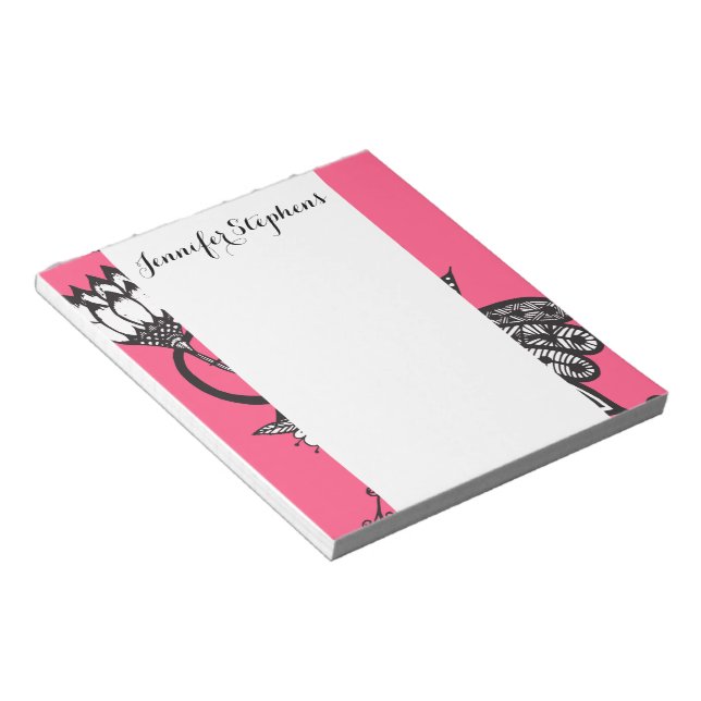 Bloc-note Fleurs Tangle Pink et Noir et Blanc Lumineux (Incliné)