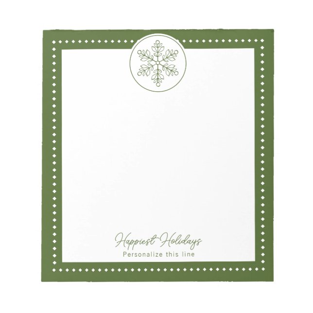 Bloc-note Flocon de neige fantaisie vert personnalisé pour l (Devant)