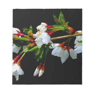 Bloc-note Floraison minimaliste de cerisiers blancs noirs