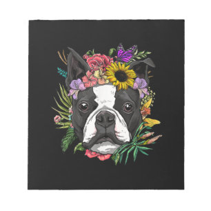 Bloc-note Floral Boston Terrier Dog Spring Nature Amoureux d