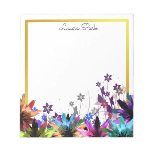 Bloc-note Floral Gold Faux Personalized Cute Girly