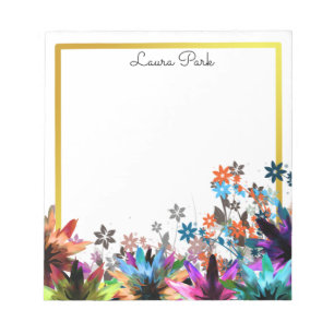 Bloc-note Floral Gold Faux Personnalisé Cute Girl