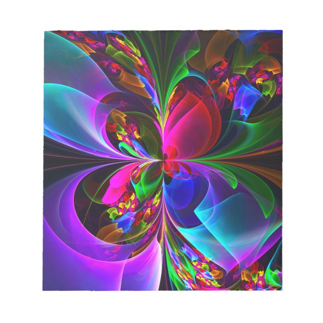 Bloc-note Floral moderne Art Abstrait Rouge Bleu Motif #12 (Devant)