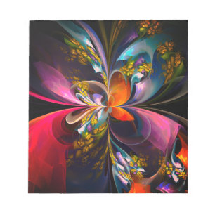 Bloc-note Floral moderne Art Abstrait Rouge Bleu Motif #13