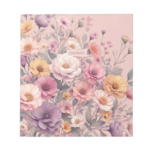 Bloc-note Floral moderne rose rose girly élégant élégant