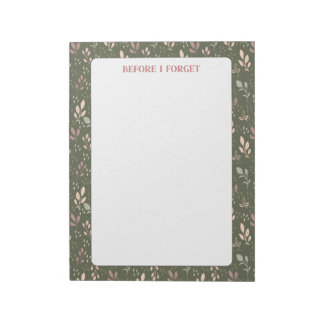Bloc-note Floral Notepad, Cute Feminine Notepad, Modern Pad