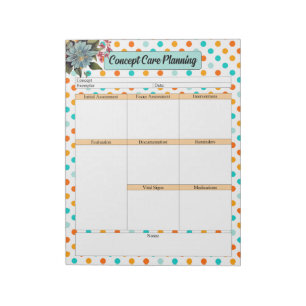 Bloc-note Floral Orange n Bleu _ Concept Care Planning