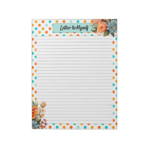 Bloc-note Floral Orange n Bleu Pois_ Lettre à moi