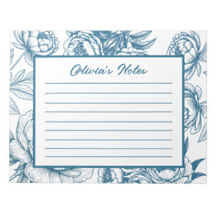 Bloc-note Floral Peony Blue