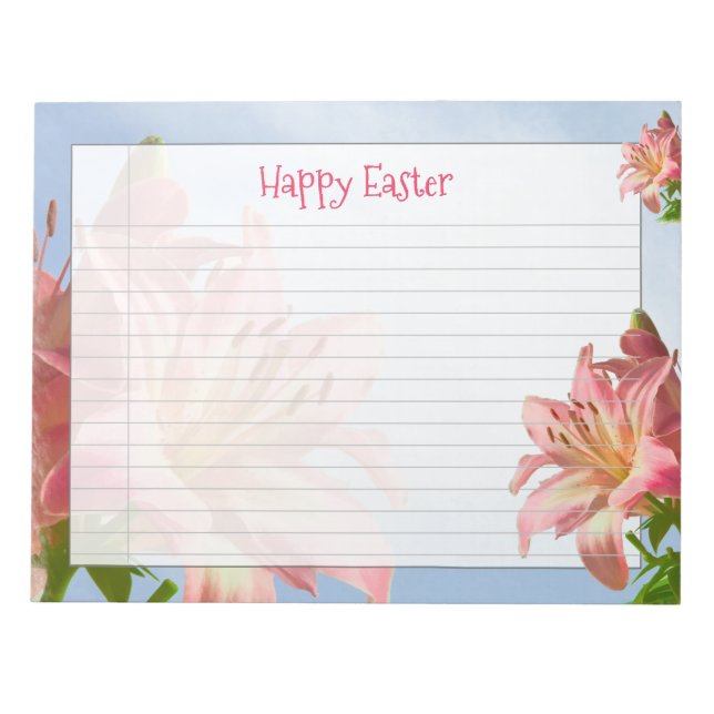 Bloc-note Floral Photography Pink Easter Lily Happy Easter (Devant)