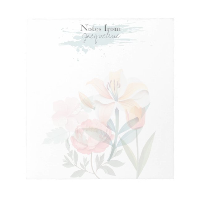 Bloc-note Floral Pink Botanical Classic Personalized Notepad (Devant)