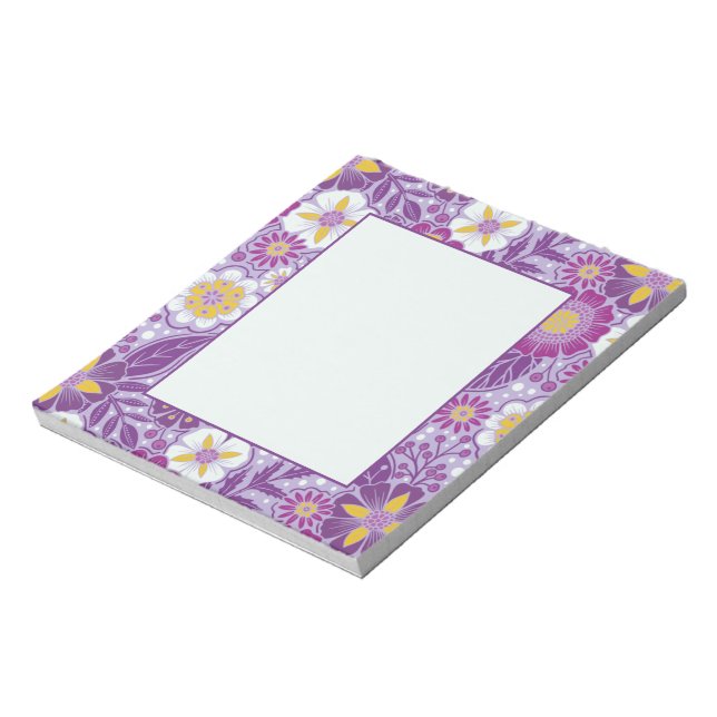 Bloc-note Floral pourpre, jaune et magenta (Tourné)