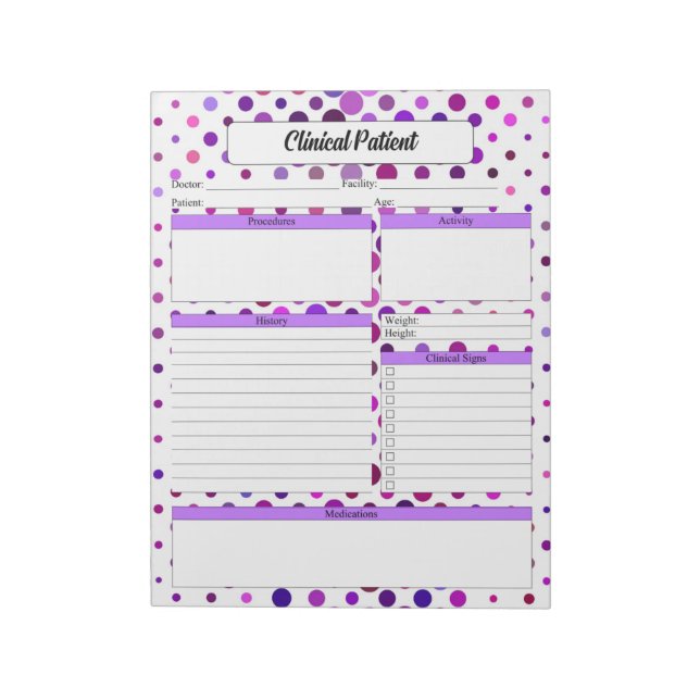 Bloc-note Floral Purple Pois _ Patient clinique (Tourné)