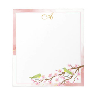Bloc-note Floral rose avec or rose Monogramme Nom