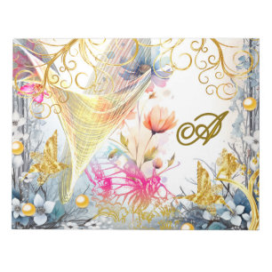 Bloc-note Floral rose Or Fairy Oiseau Papillon scrapbooking