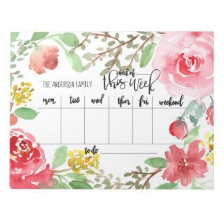 Bloc-note Floral Watercolor week ly planner