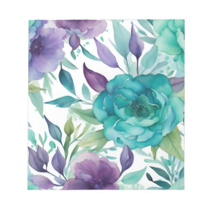 Bloc-note Flores d'aquarelle bleu Rose pourpre