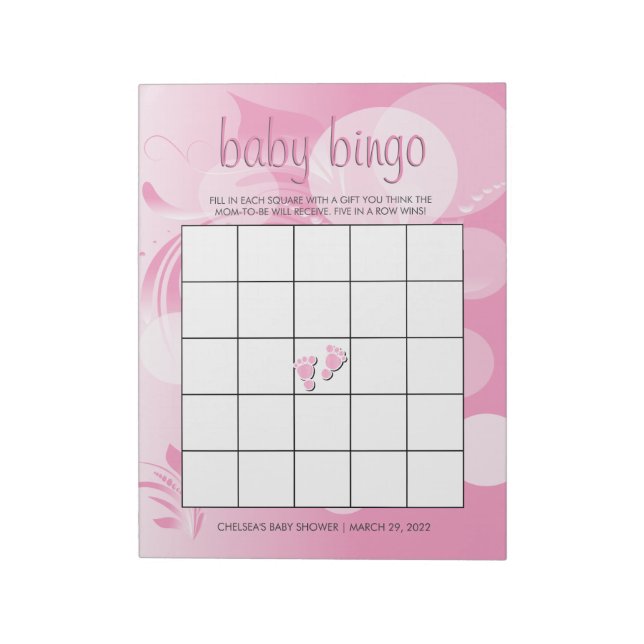 Bloc-note Florium Bokeh Rose doux | Baby Girl Shower (Tourné)