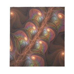 Bloc-note Fluorescent coloré Abstrait Trippy Brown Fractal
