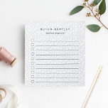 Bloc-note Fog | Pastel Leopard Print Personalized<br><div class="desc">Chic personalized to-do notepad features a leopard print background in muted pastel gray and white. Personalize with a name and an additional line of custom text (shown with "important things to do") in modern black lettering. This lined checklist notepad in a subtle animal print pattern makes it easy to keep...</div>