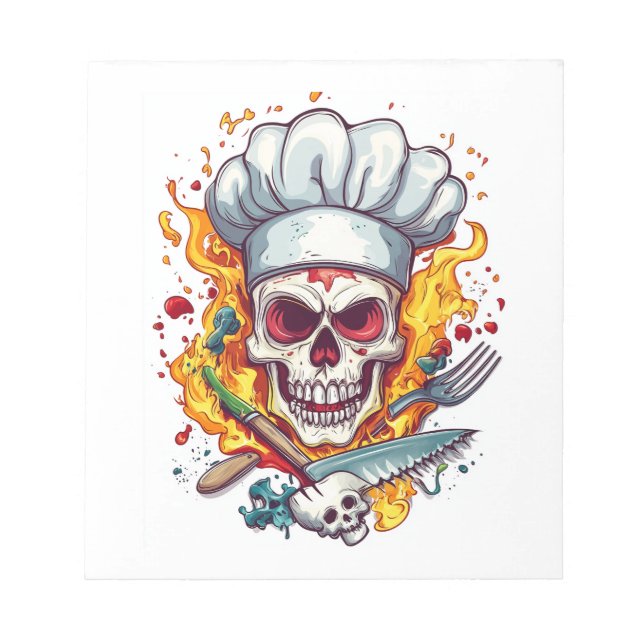 Bloc-note Folie de Chef Crâne � Cuisine drôle de squelette (Devant)