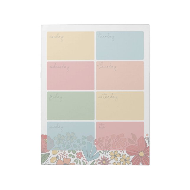 Bloc-note folk floral weekly planner calendar notepad (Tourné)