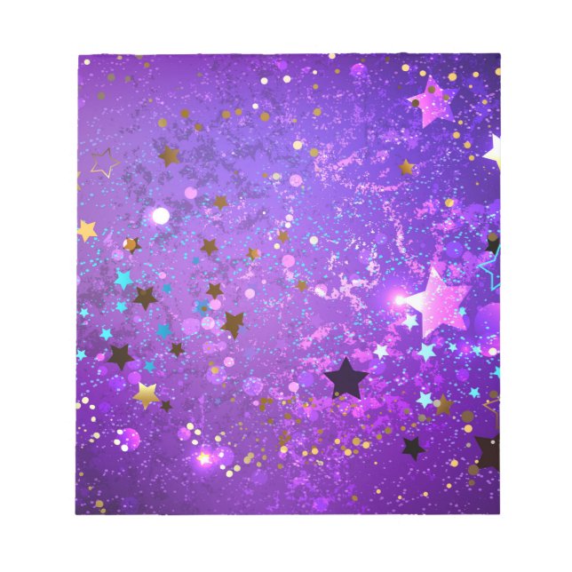 Bloc-note Fond en feuille de papier violet avec des étoiles (Devant)